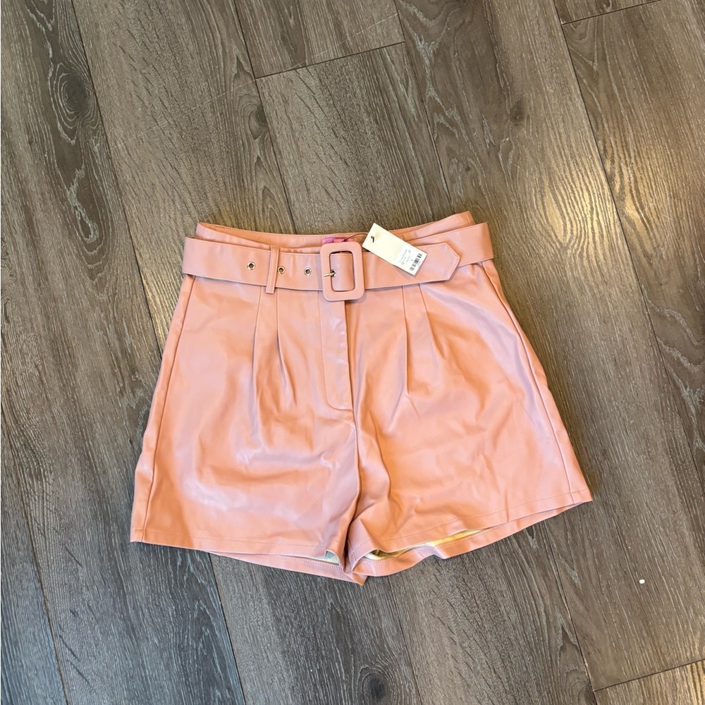 Francesca's Collections High Waist Pink Belted Shorts